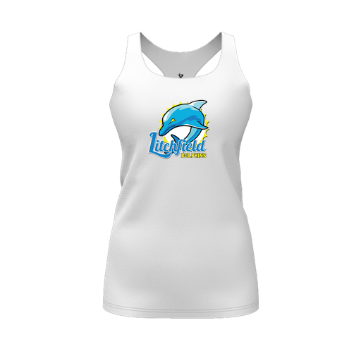 [CUS-DFW-RCBK-PER-WHT-FYS-LOGO1] Racerback Tank Top (Female Youth S, White, Logo 1)