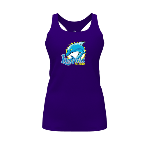 [CUS-DFW-RCBK-PER-PUR-FYS-LOGO1] Racerback Tank Top (Female Youth S, Purple, Logo 1)
