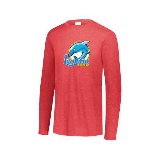[FTLCUBRD-AXS-LOGO1] Decker Men's Tri-Blend T-Shirt - Long Sleeve (Adult XS, Red, Logo 1)