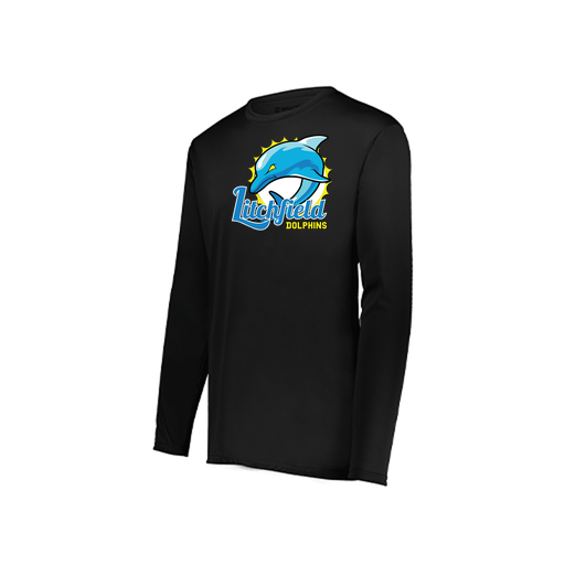 [222823.080.S-LOGO1] Youth LS Smooth Sport Shirt (Youth S, Black, Logo 1)