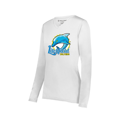 [222824.005.S-LOGO1] Ladies LS Smooth Sport Shirt (Female Adult S, White, Logo 1)