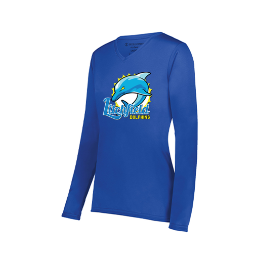 [222824.060.S-LOGO1] Ladies LS Smooth Sport Shirt (Female Adult S, Royal, Logo 1)
